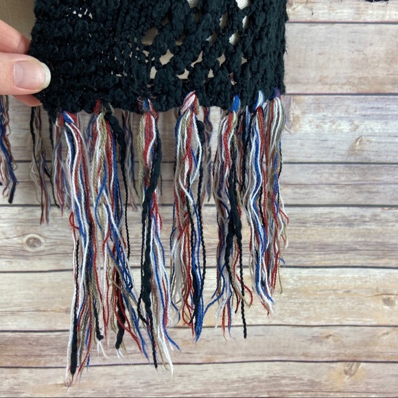 Love Tree Hooded Cardigan Long Macrame Fringe Open Knit Colorful Stripe Sweater - Picture 3 of 12